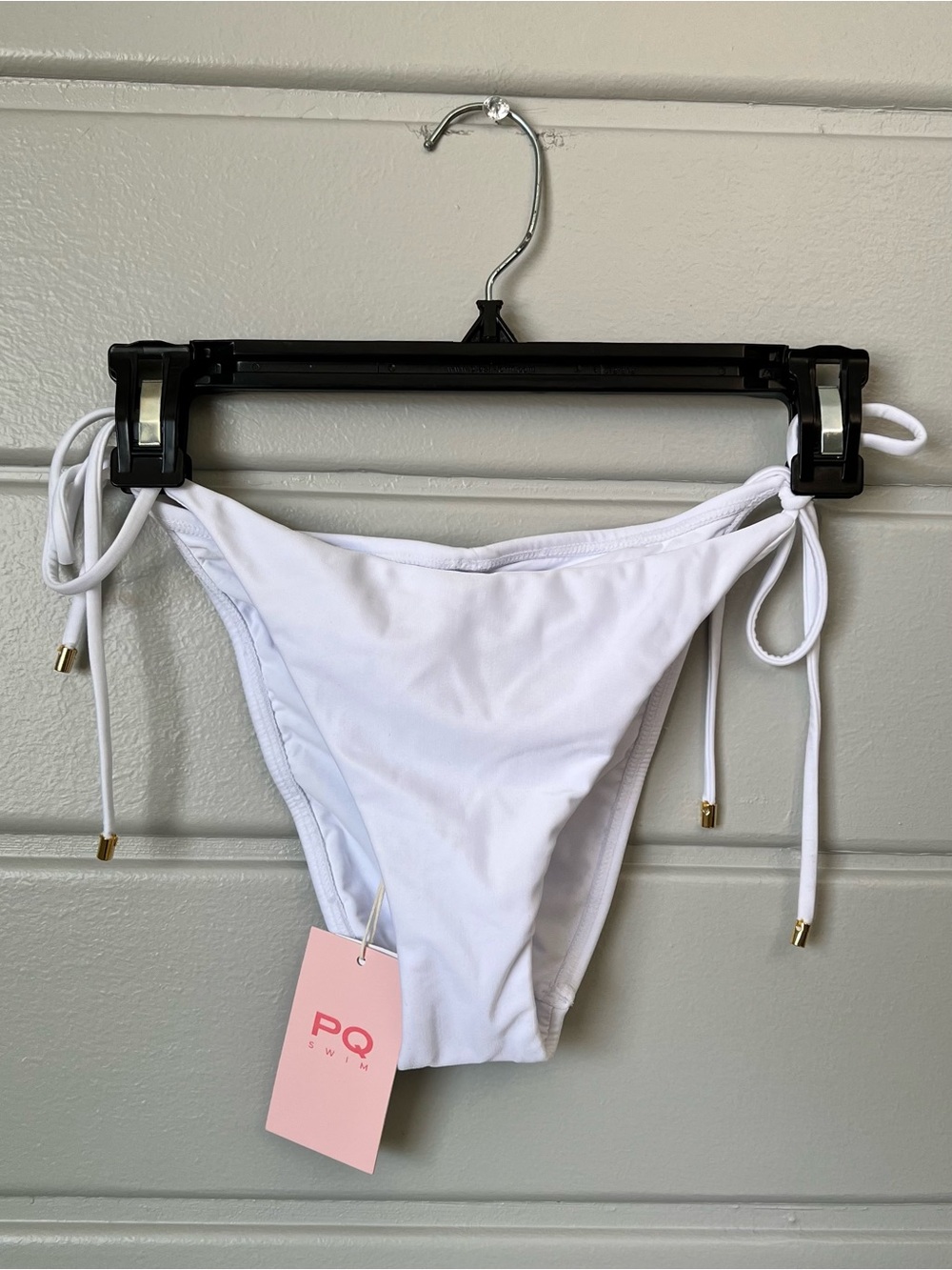 PQ Swim Water Lily Tie Side Bikini Bottom Medium White NWT MSRP $76